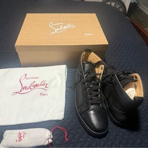 Christian Louboutin Black Leather Men's Sneakers 100% Authentic!